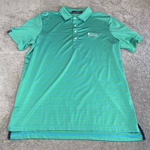 Ralph Lauren RLX Polo Mens Extra Large Green Blue Stripes Embroidered Golf Shirt